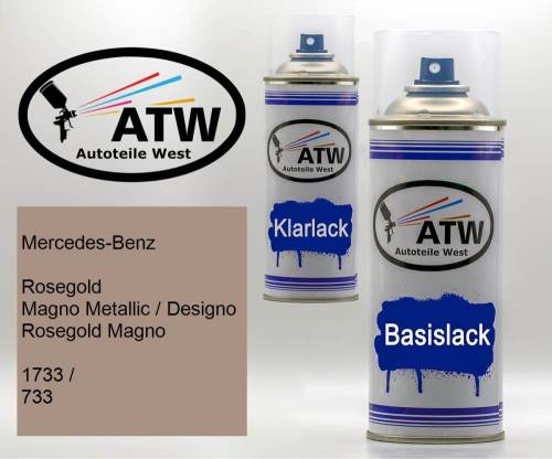 Mercedes-Benz, Rosegold Magno Metallic / Designo Rosegold Magno, 1733 / 733: 400ml Sprühdose + 400ml Klarlack - Set, von ATW Autoteile West.